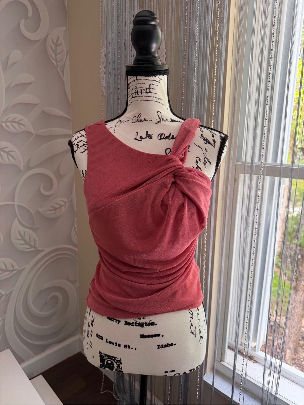 Anthropologie Rose-Mauve Knotted One-Shoulder Tank